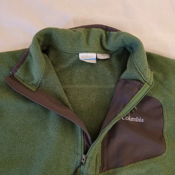 Columbia Men's Half Zip Sweater Top Omni-wick Pullover Long Sleeve Green L - Picture 6 of 12